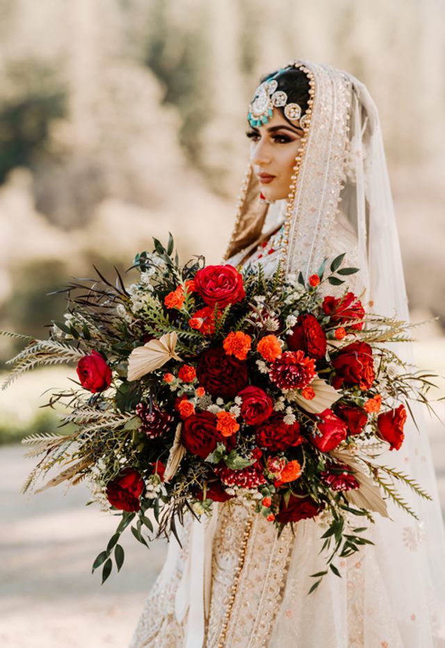 Indian bride with bouquet